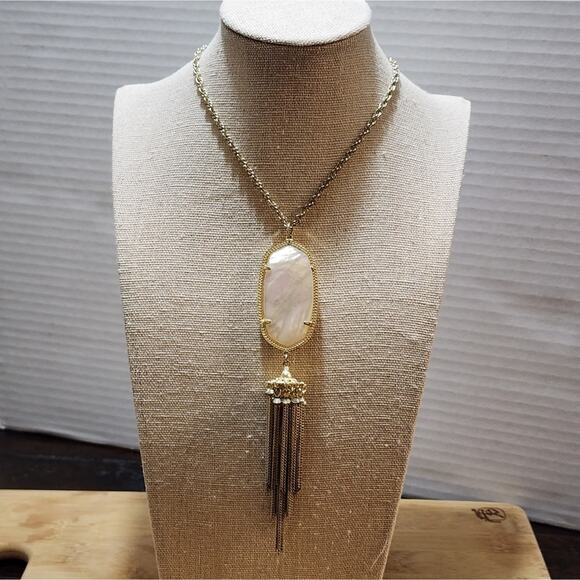Kendra scott Rayne mother of pearl and gold necklace - Picture 1 of 7